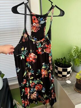 SO Black Floral Asymmetrical Dress